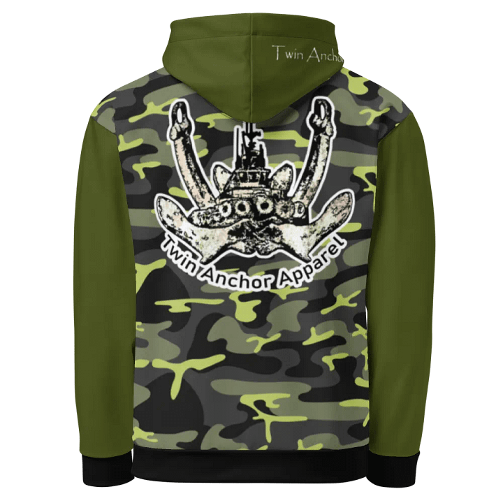 Green & Camouflage Twin Anchor Logo Hoodie product image (1)