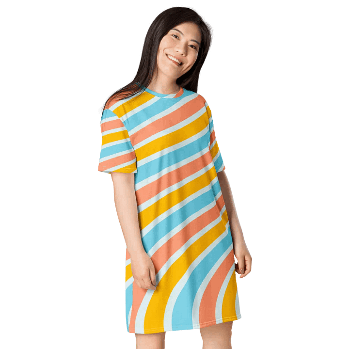Cheerful Sorbet Stripes All-Over Print T-Shirt Dress product image (2)