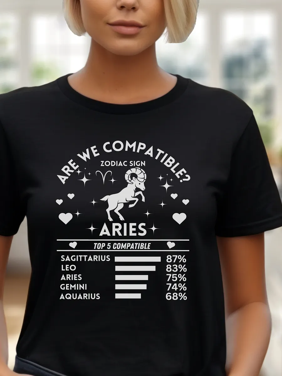 Aries Zodiac Sign Romantic Compatibility T-Shirt - Bella Canvas 3001 Unisex Staple T-Shirt - Dark Colors product image (1)