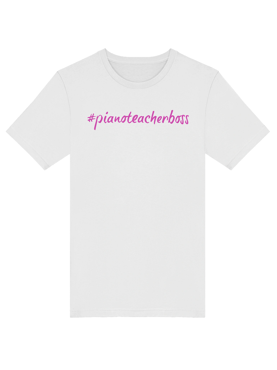 "Piano Teacher Boss" Cotton T-shirt with PINK Script product image (5)
