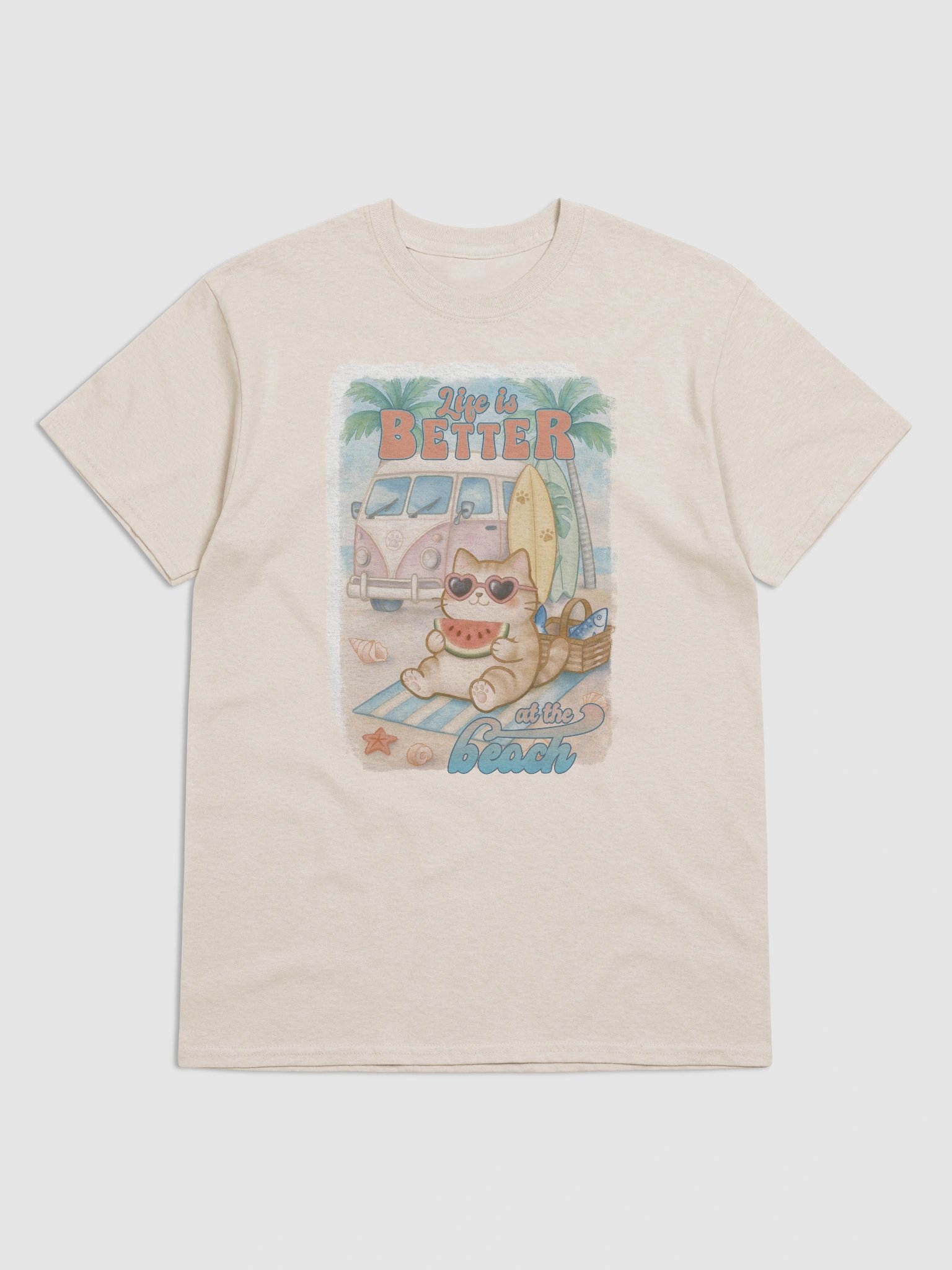Summer Surf Cat -Unisex Tee Heavyweight product image (5)