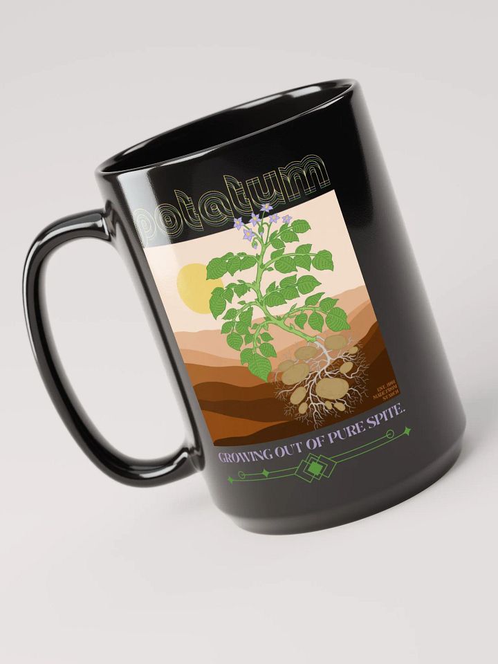 GROWING OUT OF PURE SPITE black glossy mug product image (1)