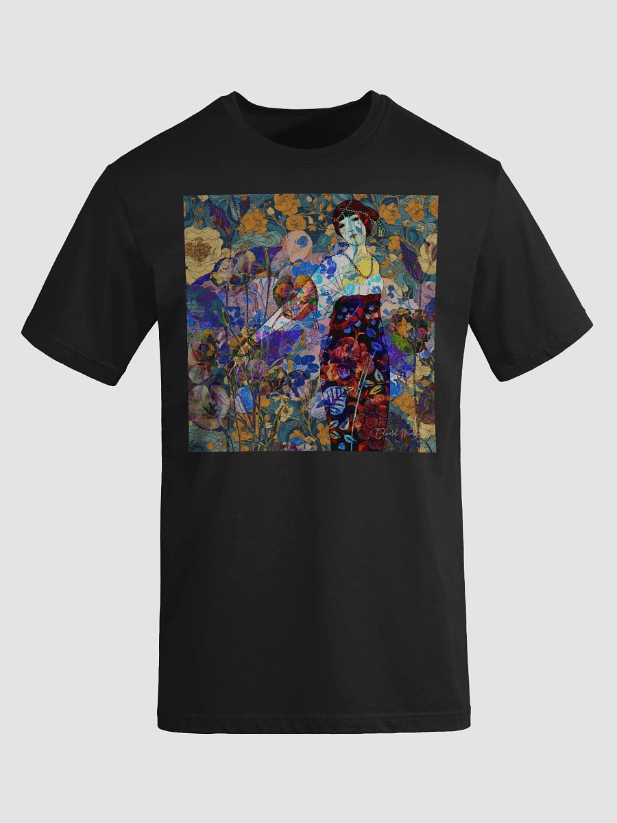 'A Symphony of Colors in the Garden' by Edward Martin Mixed Media Collage -Floral Fantasy Illustrated T-Shirt product image (15)