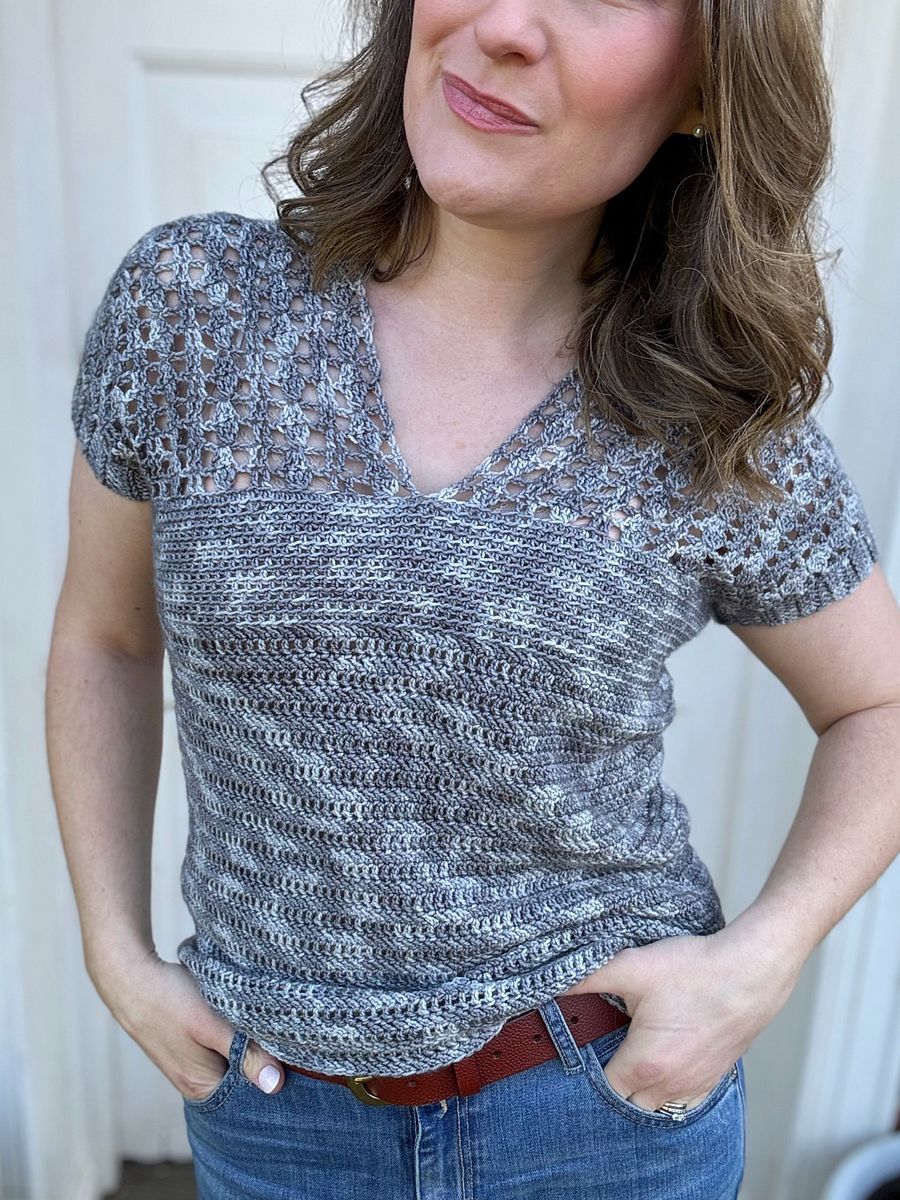 Top Down V Neck Crochet Top / Hawthorne Tee Pattern / Pdf crochet pattern / Seamless Summer Crochet Top xs to 5xl product image (4)
