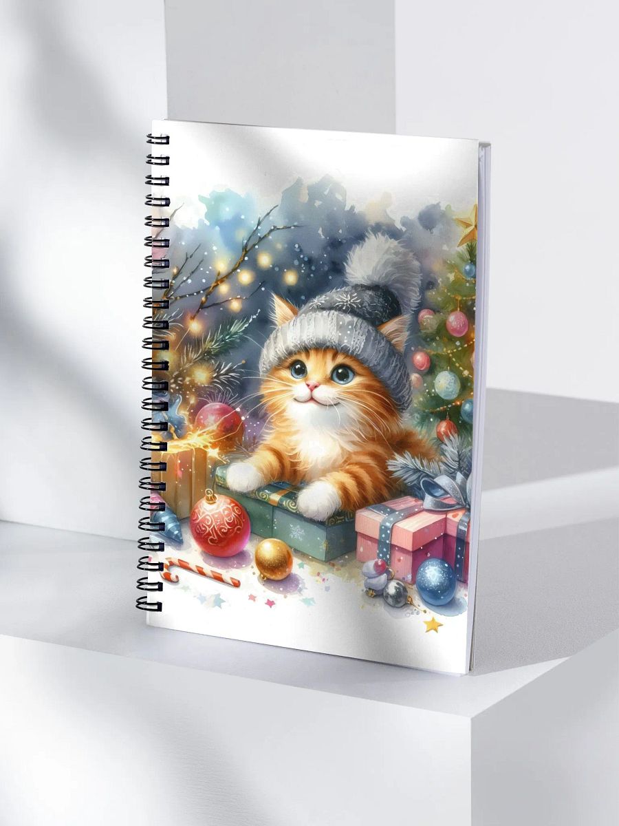 Festive Kitten in a Knit Hat Spiral Notebook product image (4)
