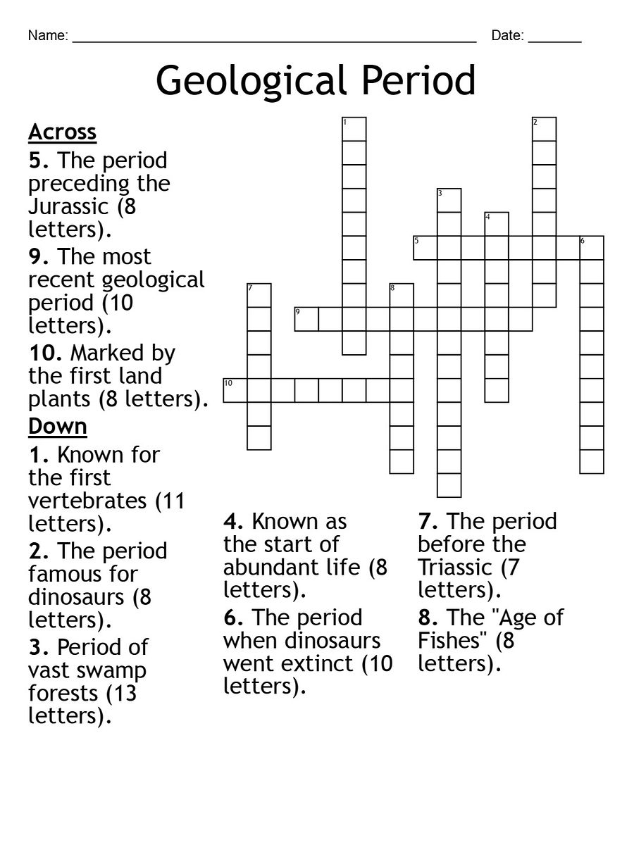 Geological Period Crossword Puzzle product image (1)