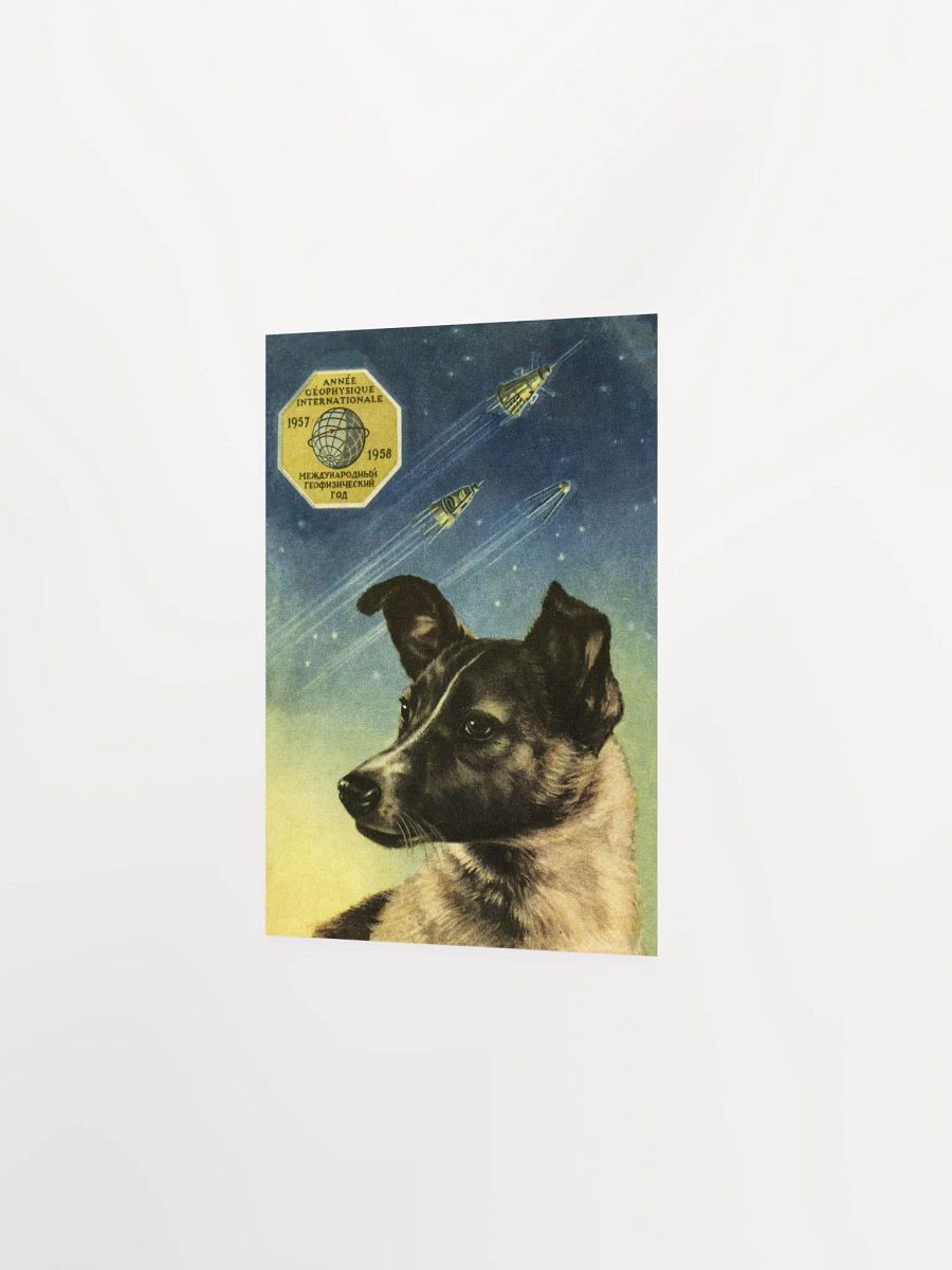 Laika / Лайка, USSR, 1958 — Soviet vintage space art poster, soviet poster, propaganda poster, soviet retro space, space wall art product image (9)