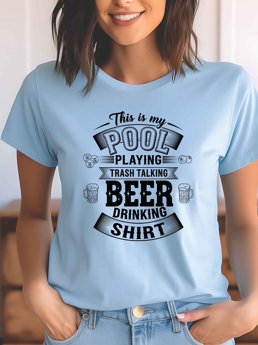 Pool Playing Beer Drinking Shirt PNG, Funny Bar Game SVG, Trash Talk Billiards Design for T-Shirts, Digital Download Clipart product image (5)