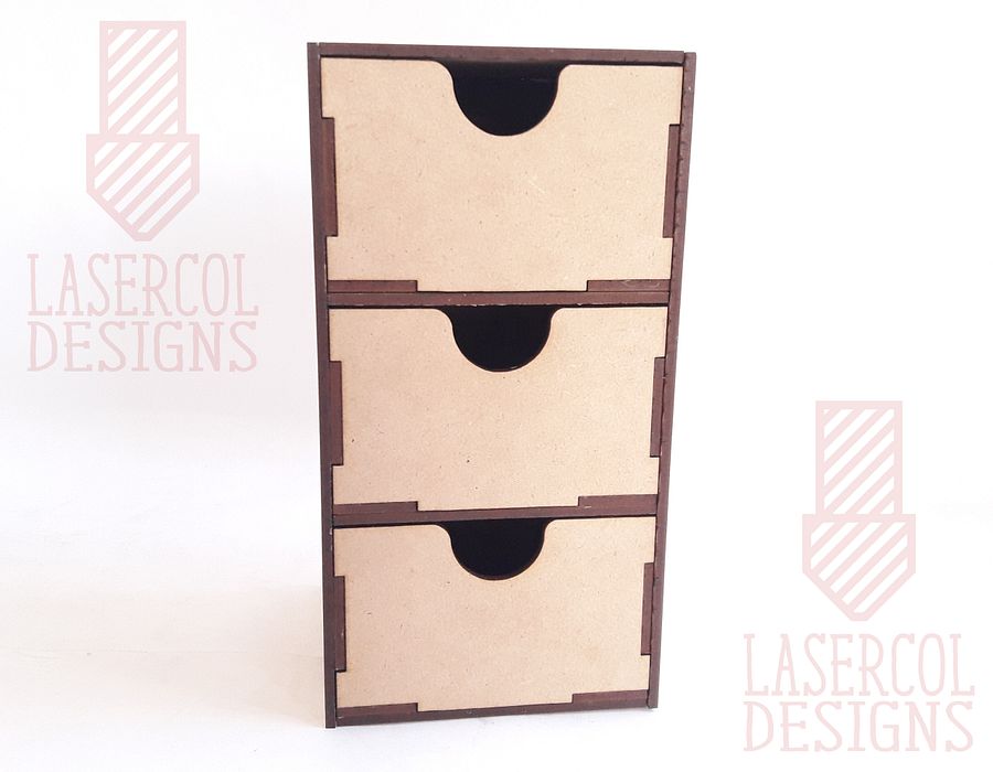 Three Drawers Desk Organizer - Laser Cut Files product image (3)