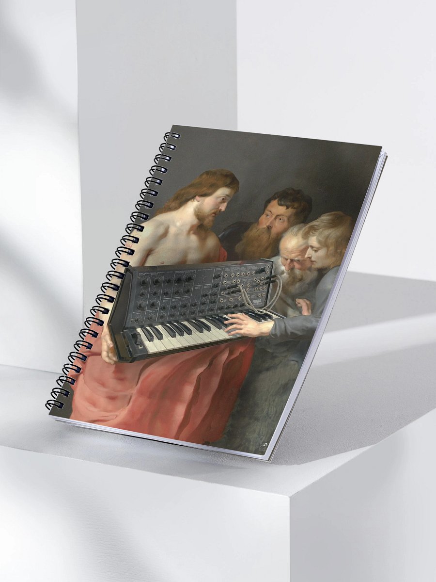 He died for our synths, by Frank Fonik (Japanese Korg MS 20) Spiral Notebook product image (3)