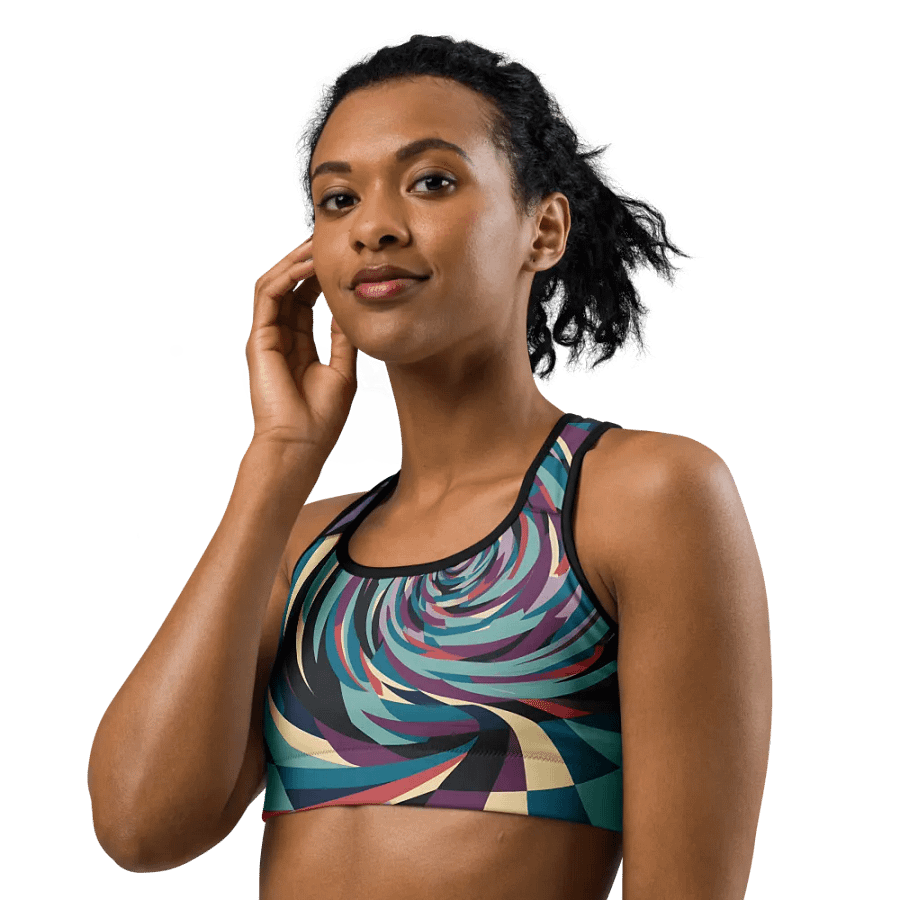 Abstract Lithographic Pattern Design Sports Bra - V5 product image (7)