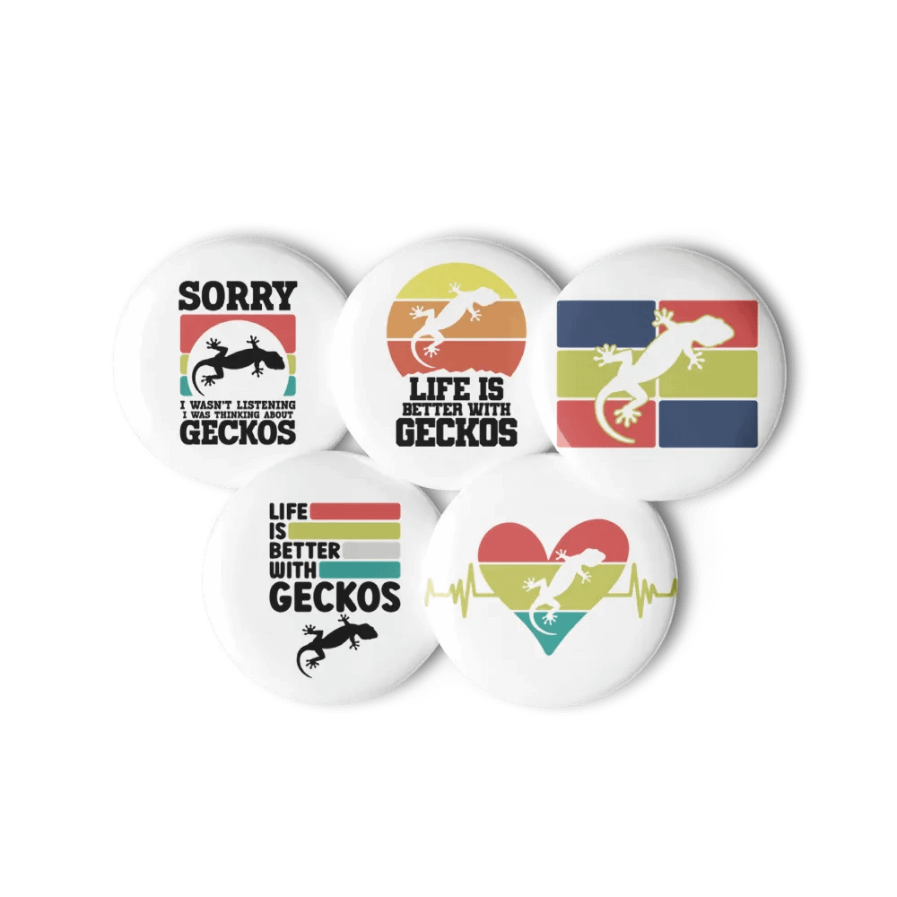 Glossy Color Collection: Pin Button Set with Geckos all over product image (6)