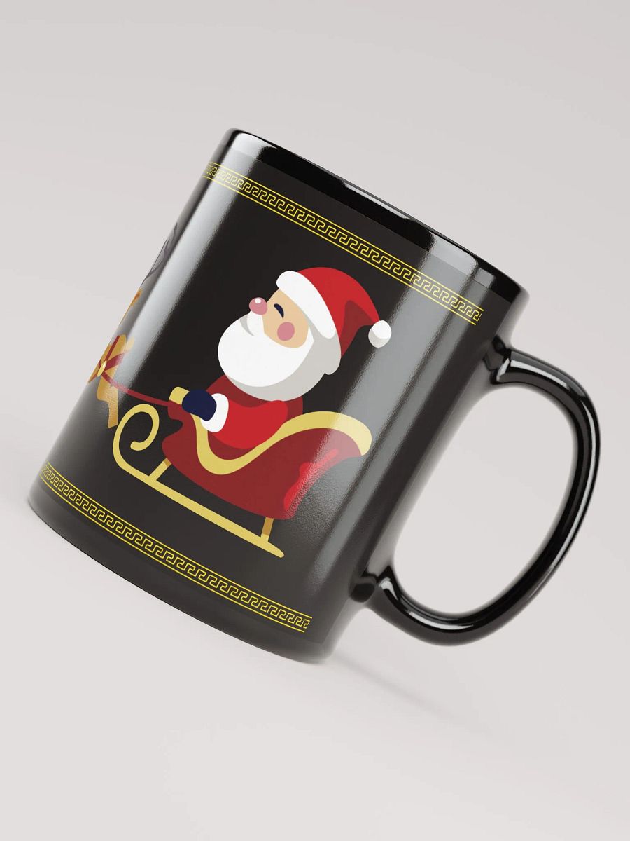 santa claus golden border shiny black mug product image (4)