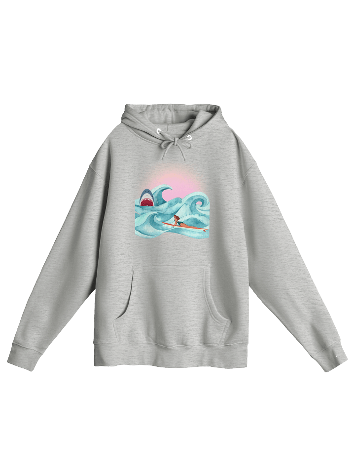 Retro Surfer & Shark Hoodie | Vintage Wave Rider with Bite product image (13)