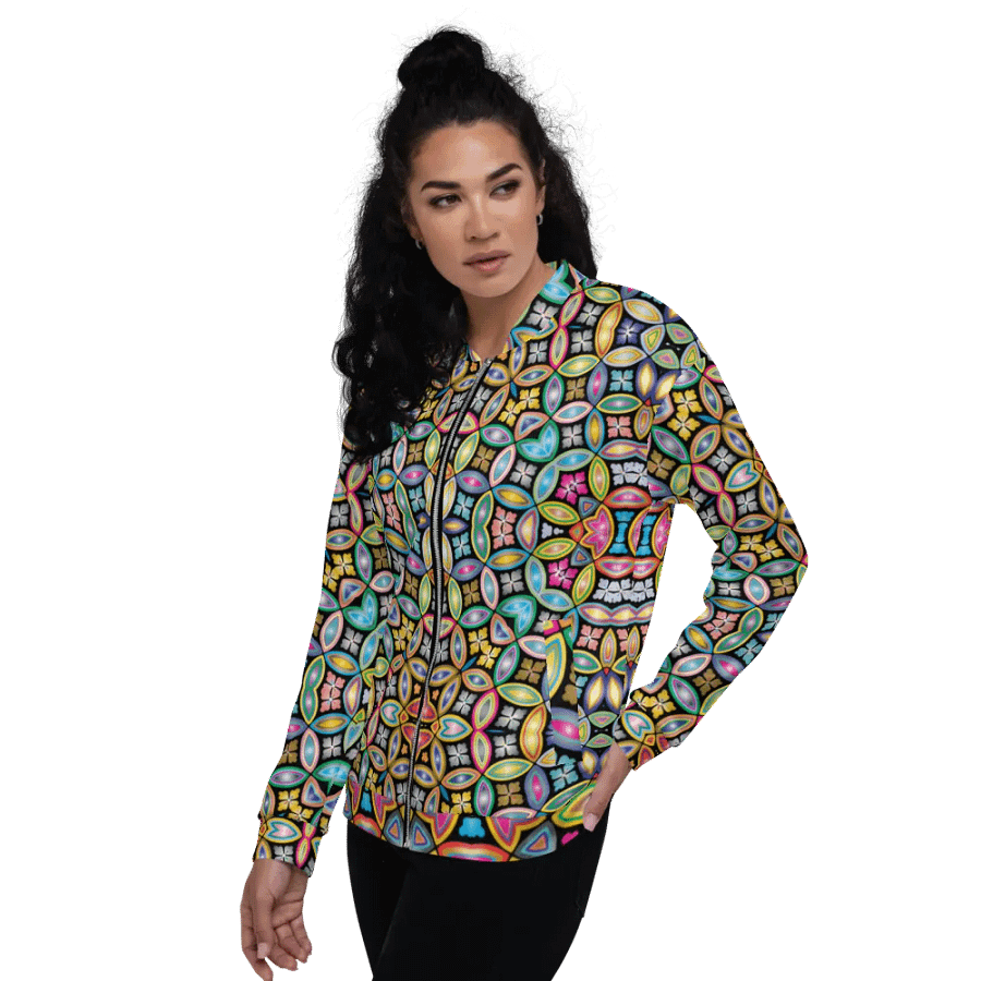 Batik Kawung Blue Bomber Jacket product image (11)