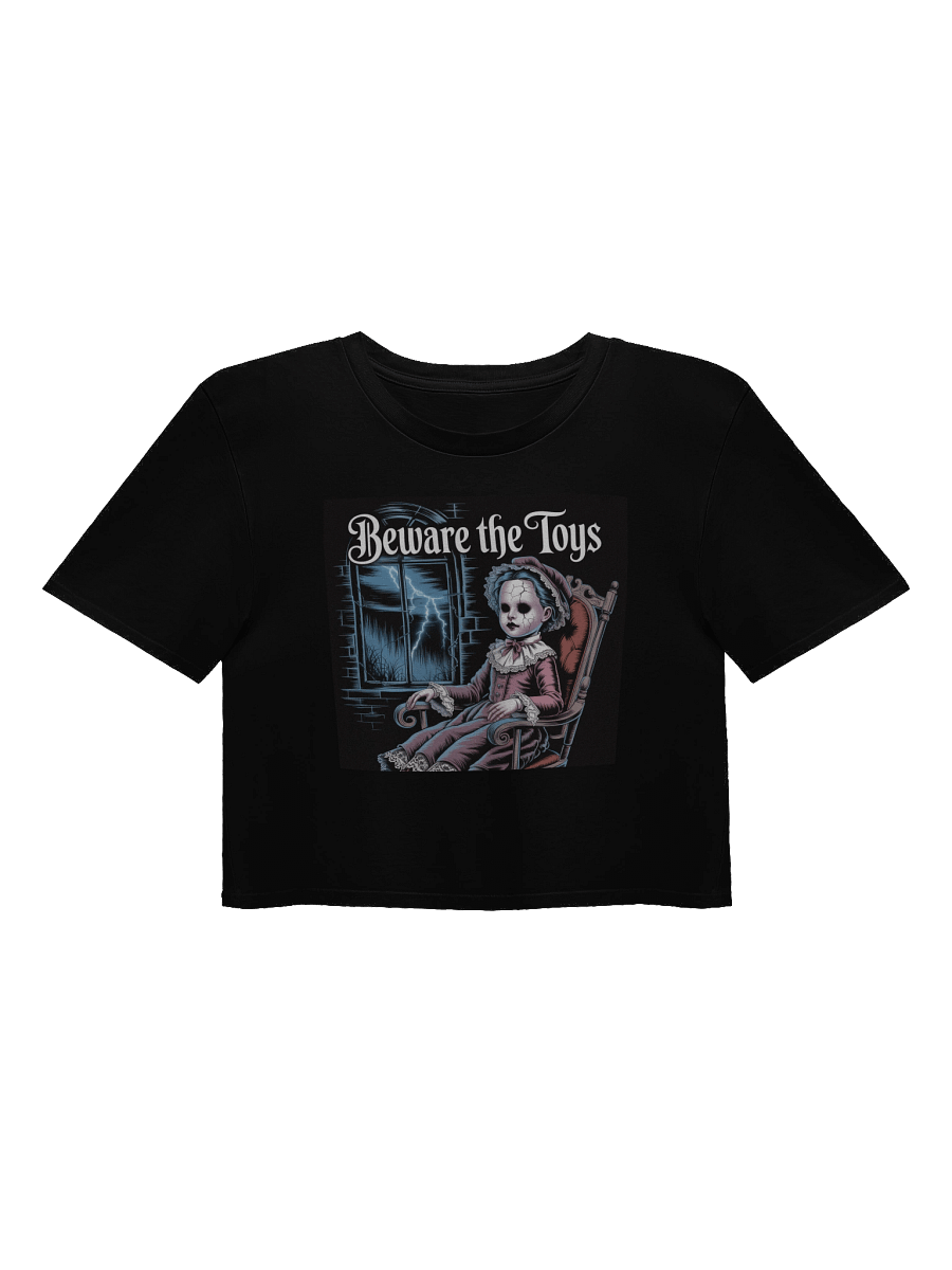 Midnight Veil Designs Women's Gothic 'Beware the Toys' Crop Top - Black, XS-XL product image (1)