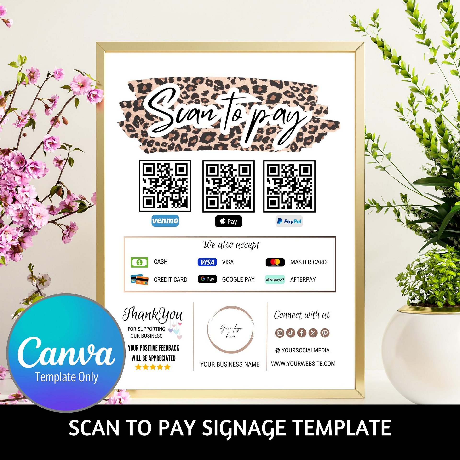 Leopard - Scan To Pay QR Code Sign Template product image (1)