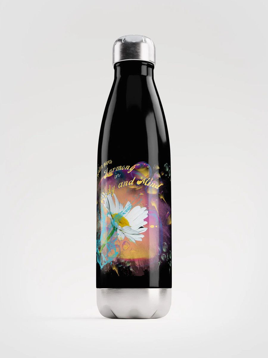 Stainless steal water bottle Camelback water bottle with beautiful swirly blue water drops  featuring ' This water gives Harmony in Body and Mind