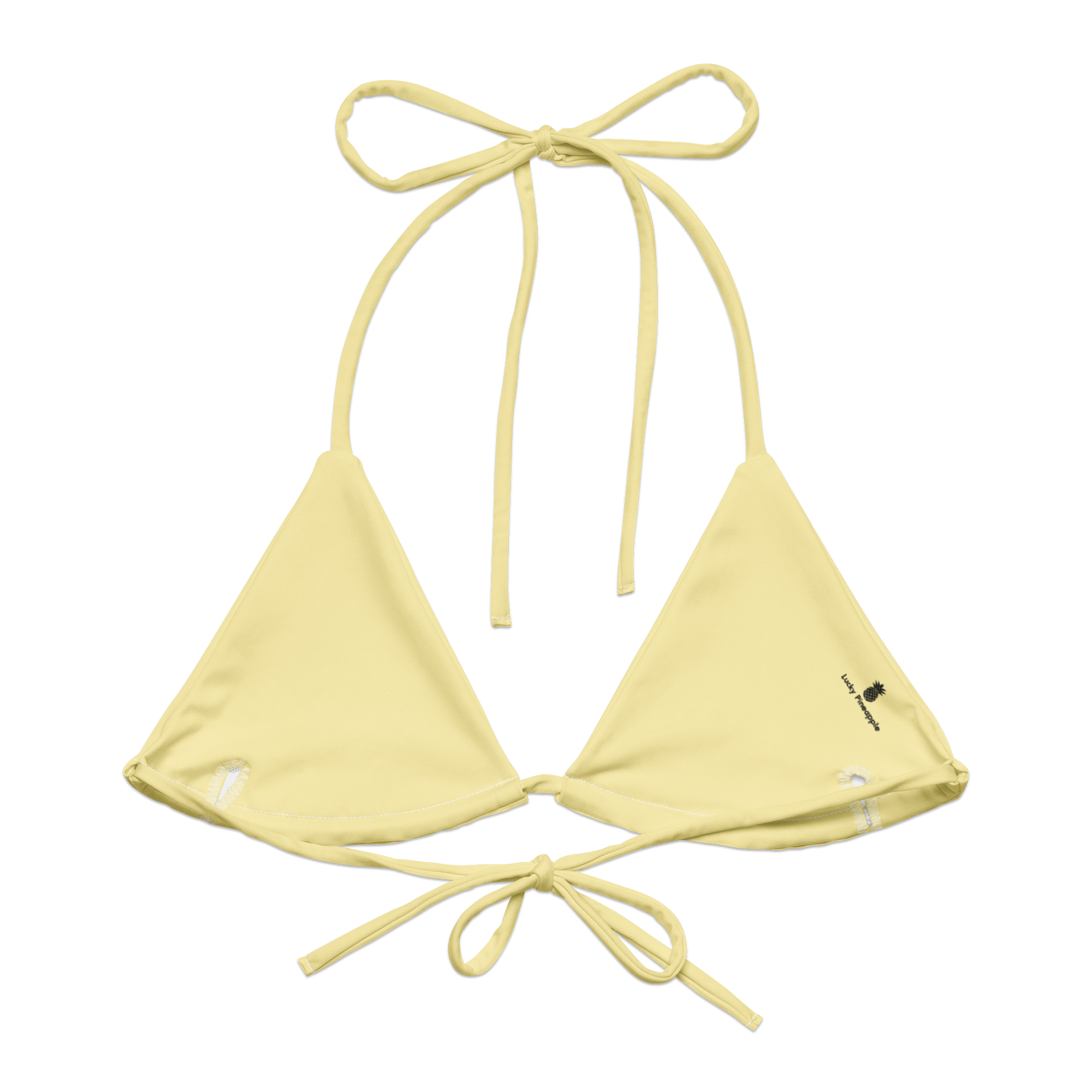 Pastel Yellow Solid Color String Bikini Top product image (2)