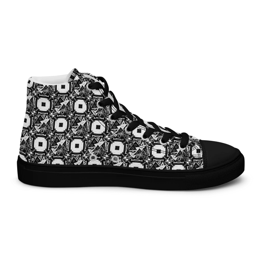 Abstract Monochrome Pattern Shapes and Squares Men's Canvas Shoe High Tops product image (9)