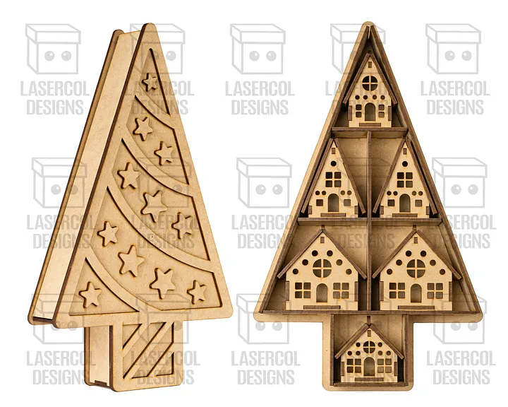 Christmas Houses Ornaments Box - Laser Cut Files product image (2)
