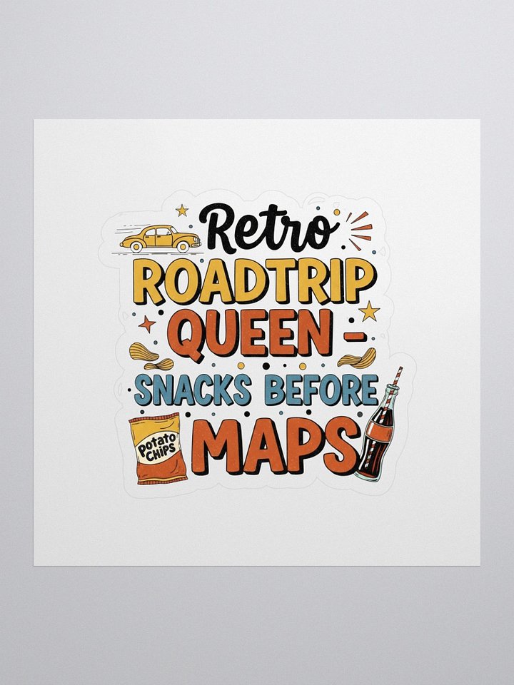 Retro Roadtrip Queen Sticker - Snacks Before Maps Vintage Traveller Decal product image (1)