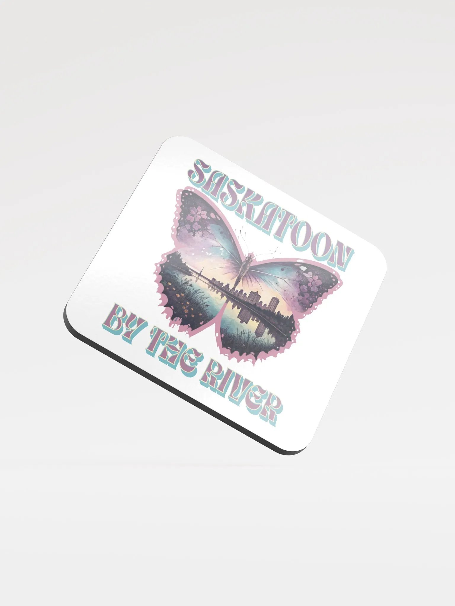 Saskatoon By The River Butterfly Glossed Coaster product image (2)