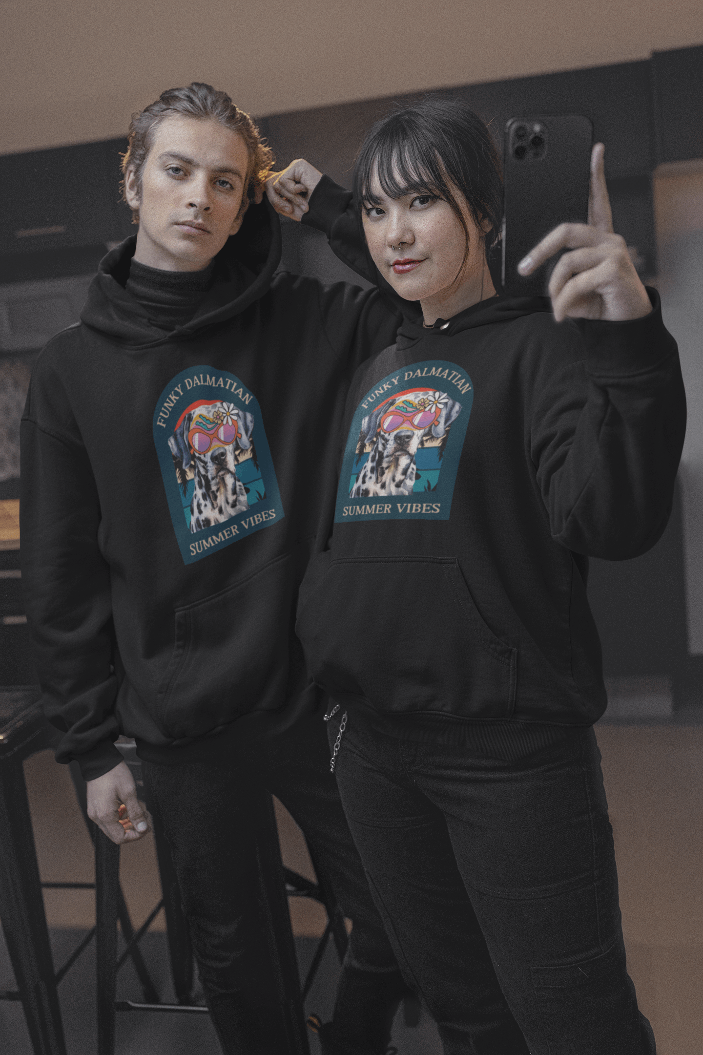 Funky Dalmatian Summer Vibes Premium Pullover Hoodie by Lane Seven product image (3)