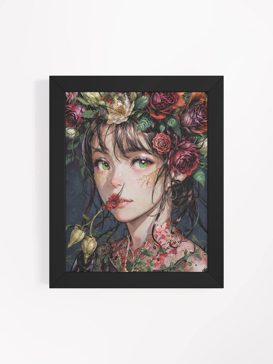 "Enchanted Bloom" Framed Poster | Museum-Quality Matte Print in Wooden Frame | Fantasy Floral Girl Wall Art product image (24)