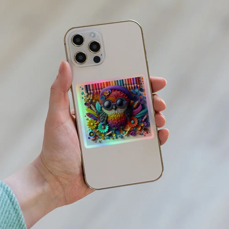 Whimsical Owl Holographic Sticker Sheet product image (8)