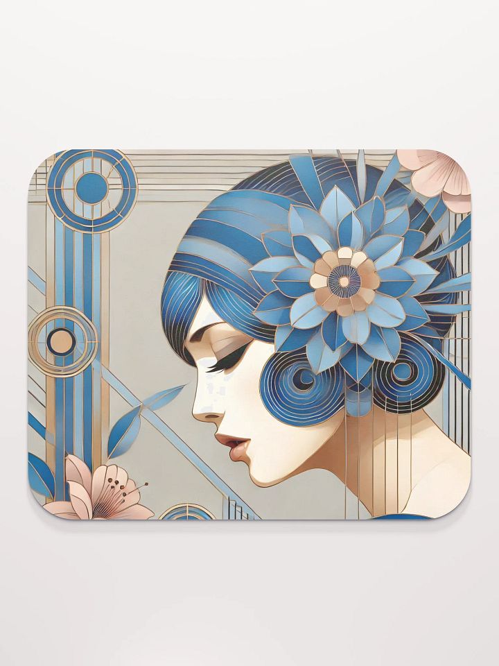 Art Deco Blue Floral Mouse Pad product image (2)