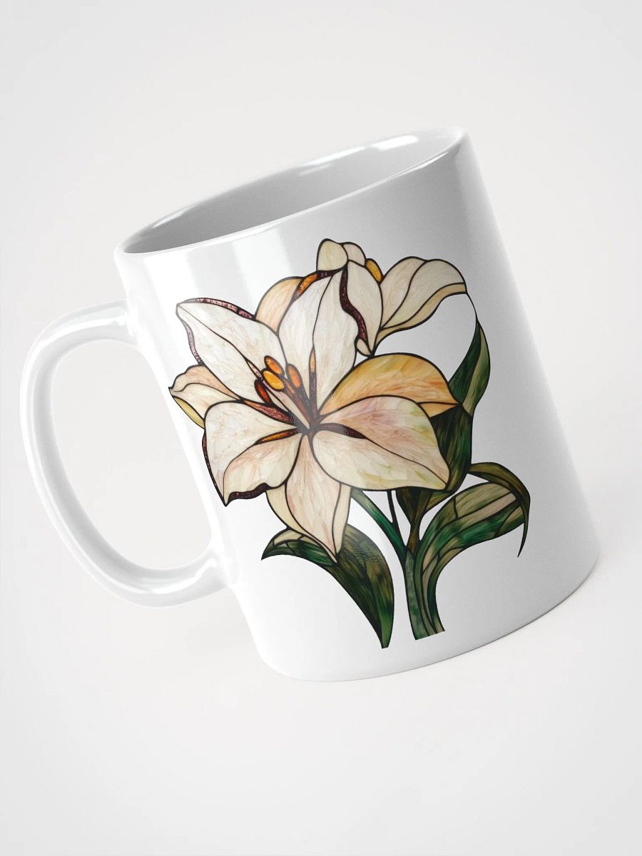 Stained Glass Lily White Glossy Mug product image (8)