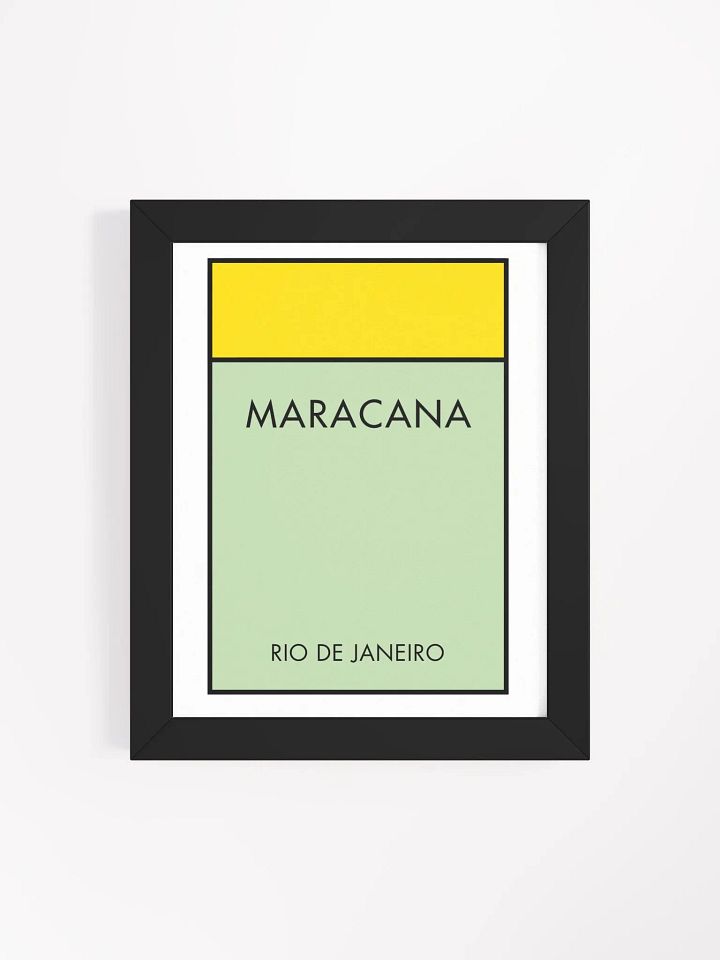 Maracanã Stadium Rio de Janeiro Monopoly Title Art Framed Print product image (2)