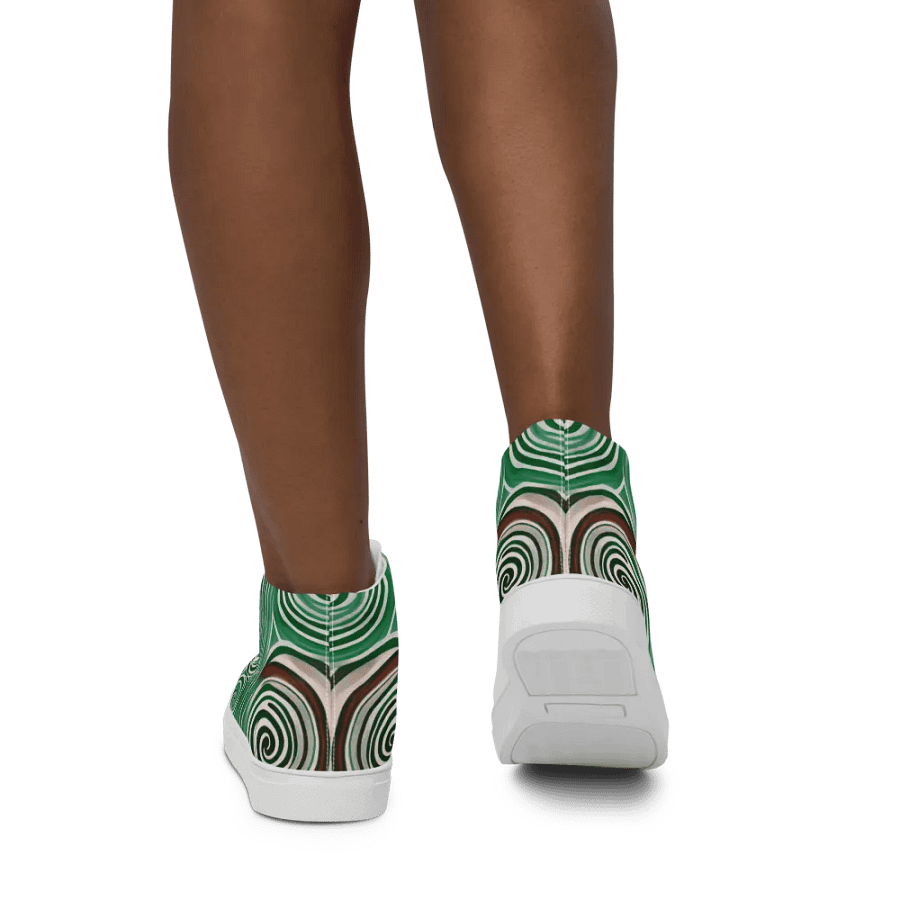 Funky Cool Green Liquid Tie-Dye Women's High-Top Canvas Shoes product image (5)