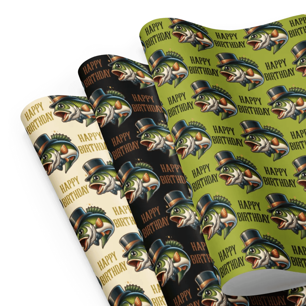 Wrapping Paper Sheets Happy Birthday With A Dapper Jumping Bass Gift Wrap Set product image (1)