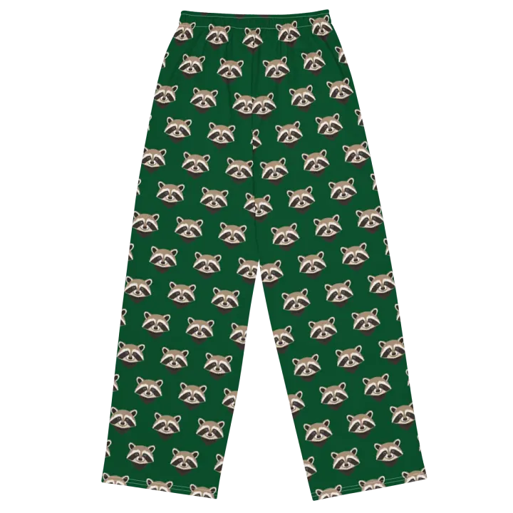 Raccoon Dreamland Wide-Leg Lounge Pants in Green product image (2)