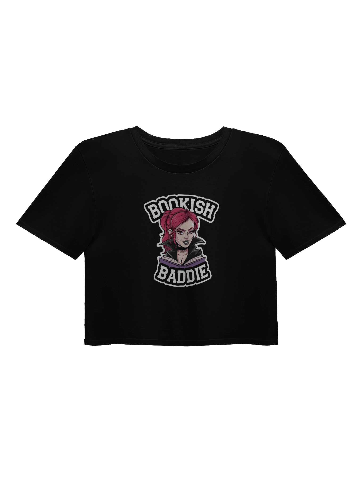 Bookish Baddie Vamp Crop Top - Black product image (1)