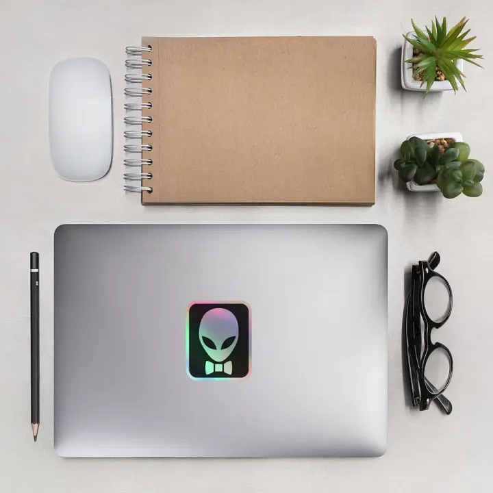 Alien with Bow Tie Holographic Sticker product image (2)