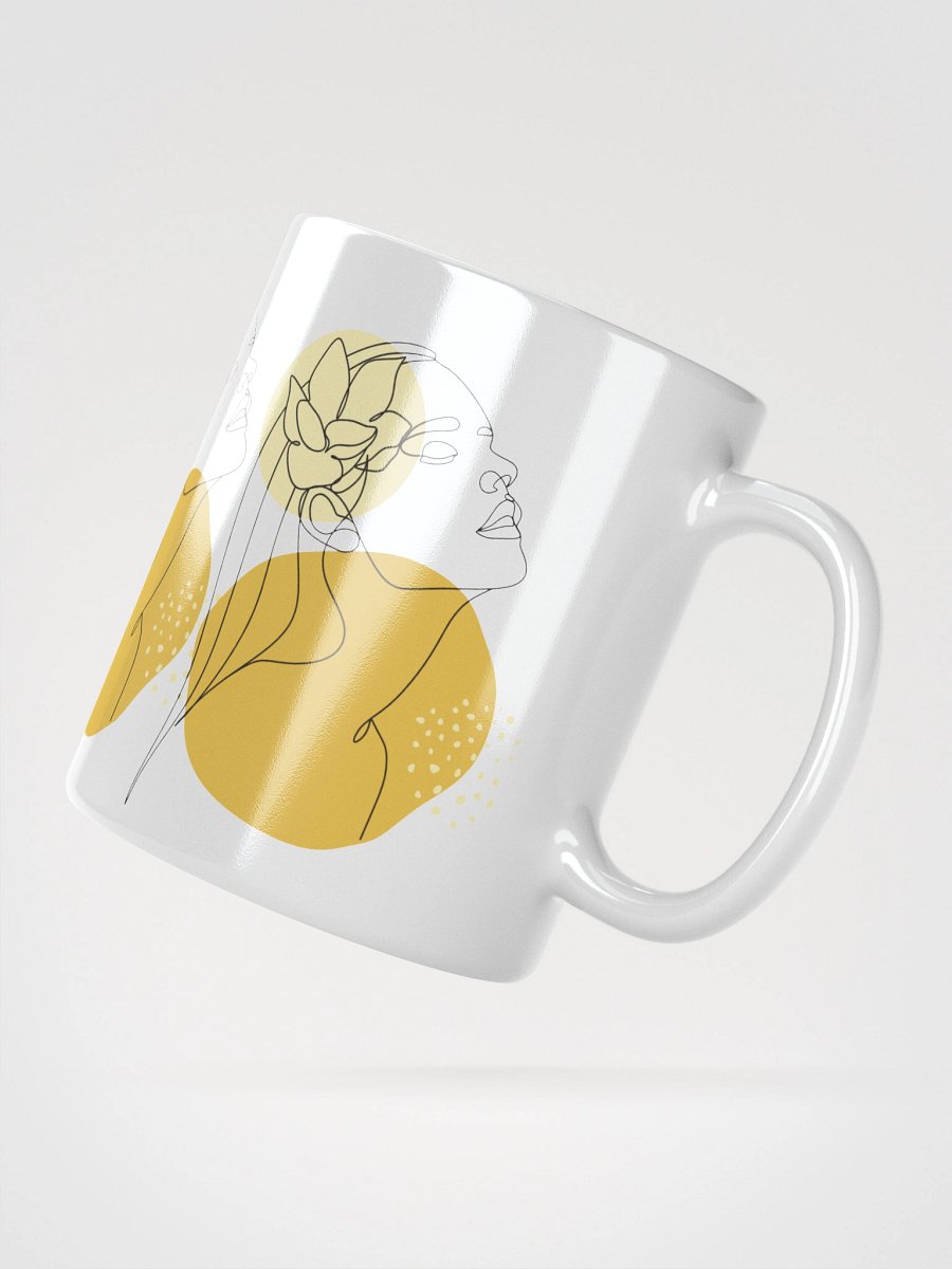 Mug Blanc Equilibre Femme Jaune Miel - Joie Rayonnante - Idée Cadeau Raffiné product image (2)