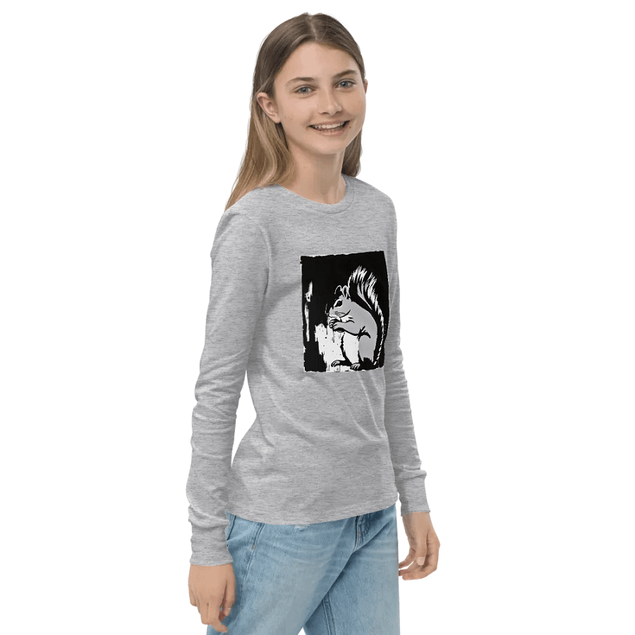 Whimsical Squirrel Sketch Youth Long Sleeve Tee product image (4)