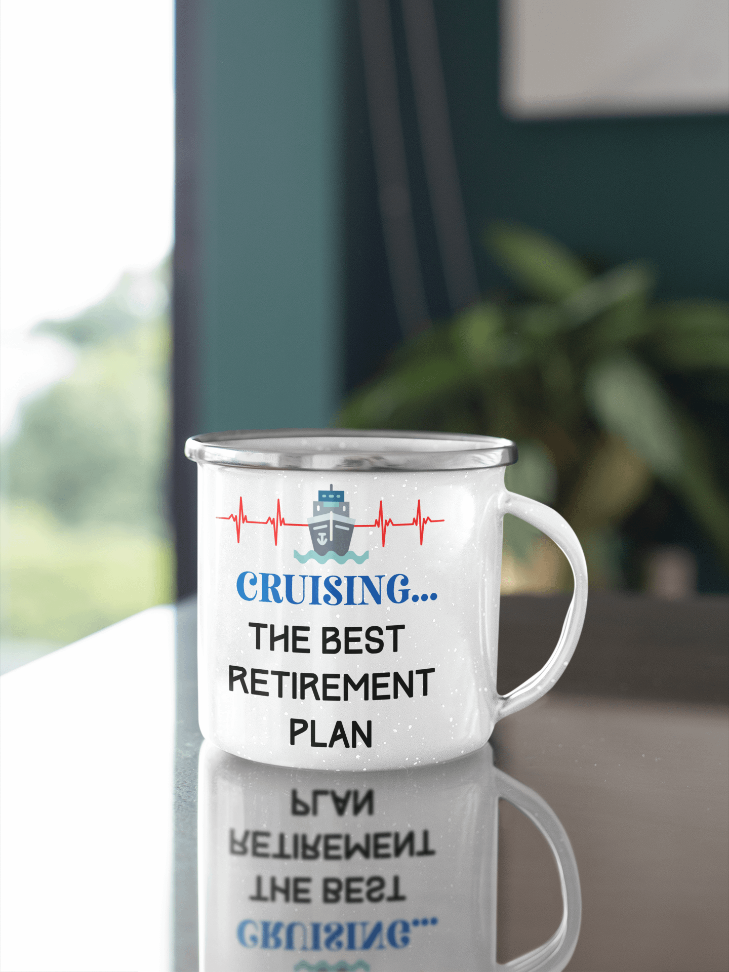 Cruising in Retirement Enamel Mug product image (1)