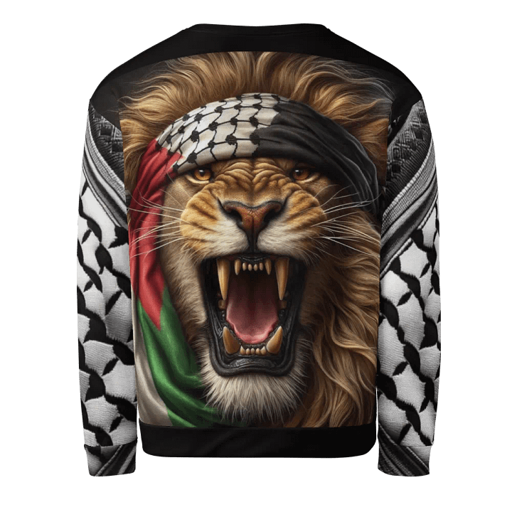 Roaring Lion All-Over Print Sweatshirt | AI Design Free Palestina product image (2)
