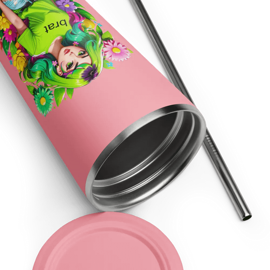 Brat 20 oz Tumbler Cup - Pink - Insulated Tumbler with a Straw v4 product image (9)