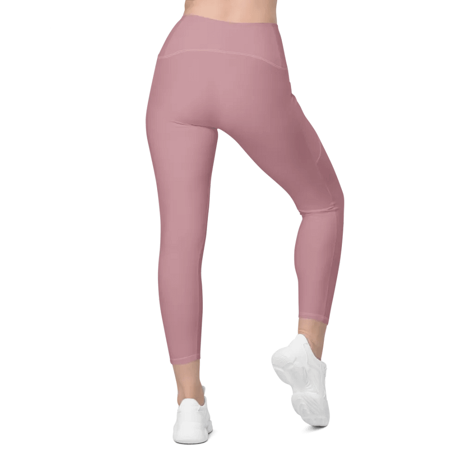 Plain Dusty Pink Soft Summer Women's High Waisted Premium Crossover Leggings with Pockets by Treasure Pie product image (3)