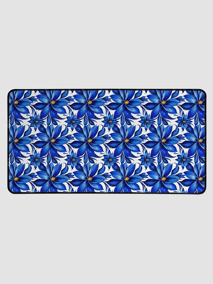 Desk Mat (31.5x15.5 inches) - Blue and White Floral Design 2 product image (1)