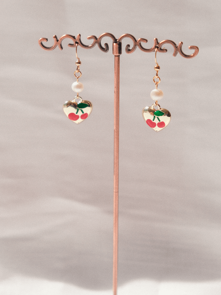 Cherry hearts - Pearl earrings 🍒♡ product image (1)