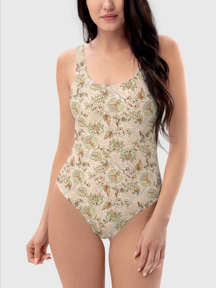 One-piece Swimsuit "Elegant Neutral Beige Chintz" product image (2)
