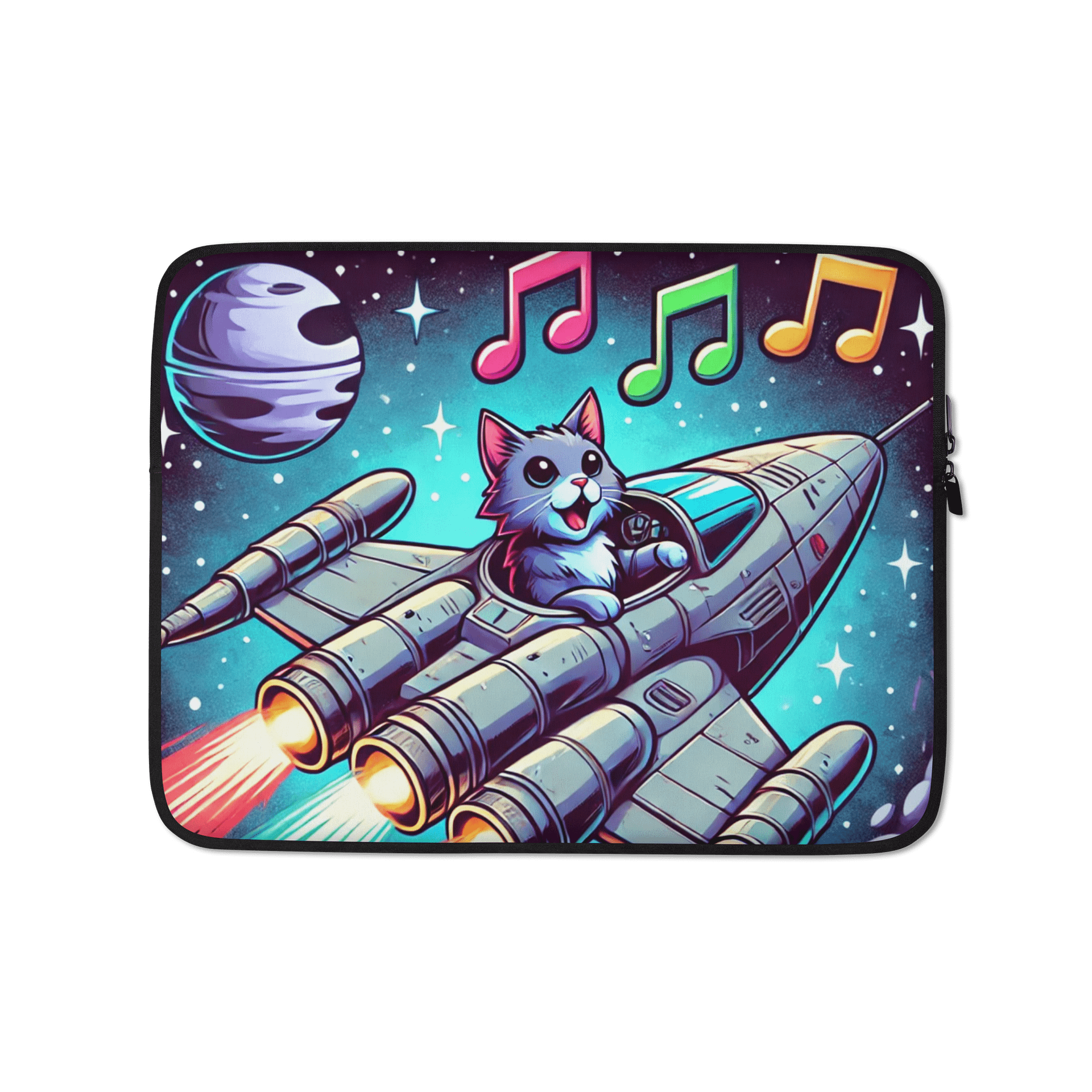"Intergalactic Meow-sic Mission" Laptop Sleeve 🎶🐱🚀 product image (1)