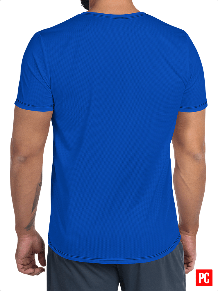Plain Color Absolute Blue Athletic T-Shirt product image (2)