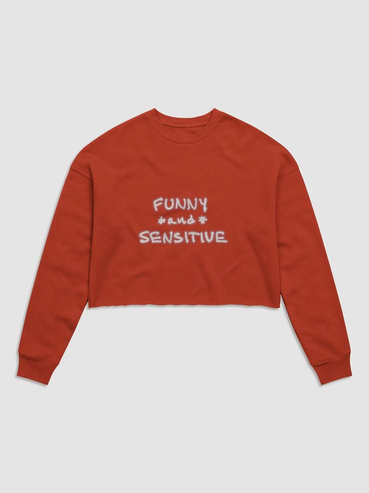 FUNNY *and* SENSITIVE (lined design, #CB5F5F) women’s fleece crop sweatshirt product image (10)